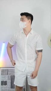 Áo sơ mi tay ngắn GEN ALPHAsơ mi tay ngắn chất vải cotton lưới mặc mát đi biển đi du lịch GEN03