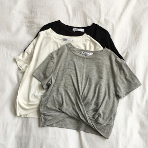 High Waist Ultra-Short Modal T-Shirt Womens Fitness Yoga Top Slimming Short Sleeve round Neck Basic Solid Color Summer T-Shirt