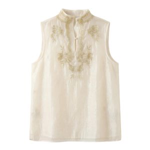 PAIBOLI | Áo Blouse Phong Cách Trung Quốc Thêu Nghiêm Túc