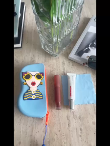 One Stylish New Silicone Glasses Case with Carrying Strap Portable Travel Eyeglasses Storage Bag for Lipstick and Earphones Fashion Glasses Holder Box - Cute Gift Suitable for Mom Girlfriend Wife and Kids Fashionable Cartoon Design