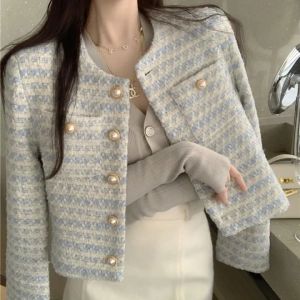 S-XL Pearl Button Small Fragrant Coat