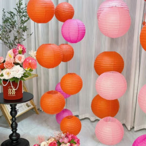 1Pc 40cm Round Chinese Paper Lanterns Ball Halloween Wedding Party Mall Opening Decoration Scene Paper Lanterns 32 Colors
