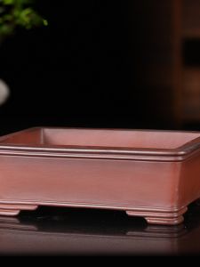 Antique Purple Clay Flower Pot Landscape Simulation Bonsai Plant Stand Handmade Drainage Square Tabletop Decorative Potted Plant
