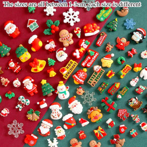 20/50/100pcs Mixed Resin Christmas Ornament Santa Claus Snowman Christmas Tree Decorations in Various Styles for Gift.