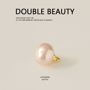 Elegant Pink Cherry Blossom round Button Pearl Decorative Shirt Cardigan Qipao Hanfu Button High Gloss Imitation Pearl Copper Plated