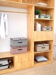 COD Over Shop 2 Grid Finishing Box Fabric Folding Double Cover Large Storage Box