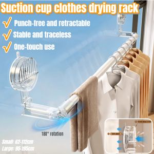 Strong multifunctional foldable drying rack Nohole suction cup shoe rack indoor balcony drying rod