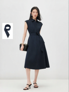 Vero Moda | Summer New Detachable Belt Collar Solid Color Mid-length Dress