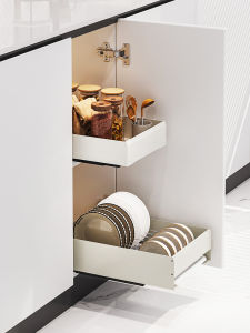 Kitchen Cabinet Pull out Drawer Style Basket Rack Metal Dish Plate Storage Organizer Special Design Bowl Rack Utensil Holder