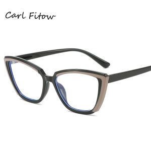 JN IMPRESSION Retro Color Matching Triangular Cat Eye TR90 Frame Plain Glasses Personalized Female Anti-blue Light Glasses