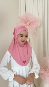 Shamira - Kerudung Anak Perempuan Terbaru Tiara Hijab Bergo Tali Pita Anak 4-10 tahun Jersey Premium