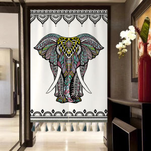 Luxurious Elephant Pattern Door Curtain Fabric Kitchen Bathroom Partition Blind Fold Home Decorative Room Divider Curtain
