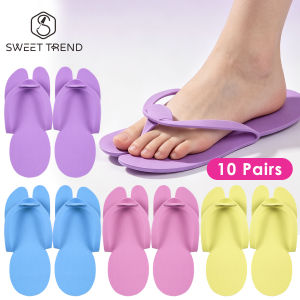 10 Pairs SPA Disposable EVA Nail Slippers Portable Lightweight Flip-flops Foldable Soft Slippers Salon Hotel Pedicure Supplies