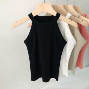 Áo Ba Lỗ Cotton Cổ Tròn Không Đệm Ngực Mùa Hè Cho Nữ Áo Tập Yoga Không Dây Áo Vest Ôm Vừa Vặn Không Dây Áo Ba Lỗ