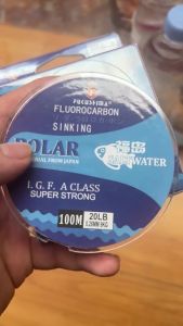 Senar Murah Pancing 100 Meter Warna Bening Fluorocarbon Fukushima Polar  - Bahan Fluorocarbon Composite - Panjang 100 Meter - Senar Warna Bening - Fast Sinking Air laut dan tawar - Anti Keriting