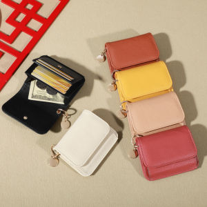 Vintage Solid Color Short Wallet Portable Bifold Coin Purse Womens Credit Card Holder