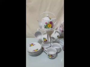 Cangkir Set Teko Kopi Set Tea Set Cangkir Set Keramik Plus Rak Gantungan Geneva 15