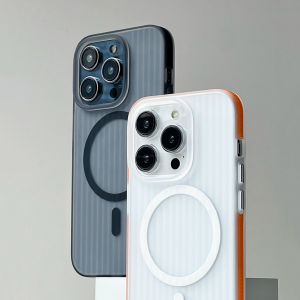 CrashStar MagSafe Anti-slip Edge Corrugated Stripes Skin-friendly Matte Phone Case For iPhone 17 16 15 14 Pro Max Air Plus 16e 13 Pro Max Wireless Charging Phone Casing Hard Shockproof Translucent Phone Cover Shell