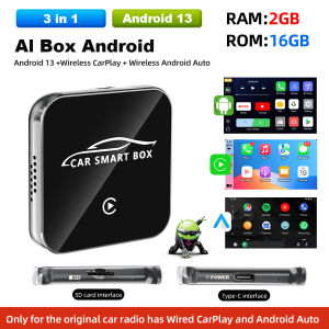 3IN1 Wireless CarPlay Android Auto Support Netflix YouTube Videos Wireless Bluetooth Plug and Play Adapter AI Box Android 13