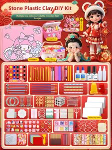 DIY Gift Toolkit for Girls Clay Modeling Craft Toy Kit No-Bake Required