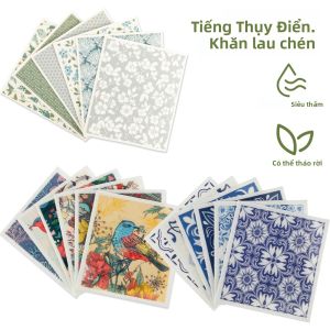 6/12 Chiếc Thụy Điển Dishcloths Có Thể Tái Sử Dụng Thấm Hút Khăn Lau Nhà Bếp Thân Thiện Với Môi Trường Có Thể Phân Hủy Sinh Học Mềm Bào Xốp Giặt Vải Vụn