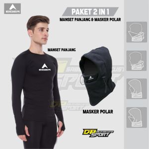 Paket hemat 2 in 1 Buff masker sekaligus topi gunung dan Manset panjang dewasa multifungsi premium