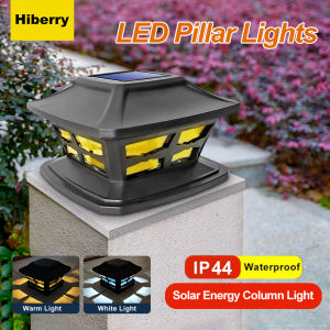 【Malay Stock】Hiberry  Solar Post Light LED Outdoor Waterproof Automatic Pillar Lamp for Garden Villa Courtyard Home Decor lampu utama lajur solar 太阳能柱头灯
