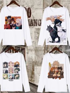 Áo Thun Dài Tay Nam Mùa Thu 2024 Phong Cách Nhật Bản Hoạt Hình Anime Quần Áo Phụ Kiện Dog Collar Spikes Five Lines Enlightenment