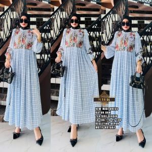 NEW SHR MIDI DRESS SALUR MOTIF DADA RESLETING DEPAN AKTIF BY SHR 100%