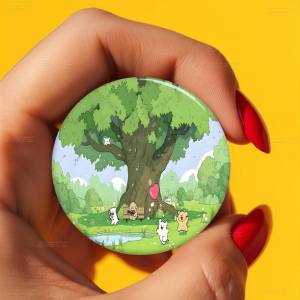Maltese Line Dog Creative Pins Funny Faces Round Snap-in Brooch Badge Backpack Hat Accessories Jewelry Gifts
