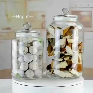 【Fast Delivery】 Transparent Glass Jar Storage Tank Honey Jar kitchen Bathroom Storage Tank With Lid