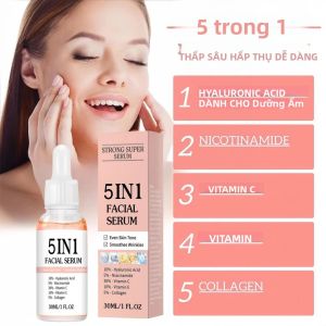 Tinh Chất Dưỡng Da Mặt 5 Trong 1 - Dưỡng Ẩm Nuôi Dưỡng Săn Chắc Giảm Nếp Nhăn Làm Sáng Da Với Vitamin C & Hyaluronic Acid Dành Cho Mọi Loại Da