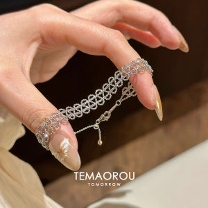Handmade Double Row Silver Lace Bracelet Womens Stackable S925 Pure Silver Jewelry Gentle Personality Fashion Accessory