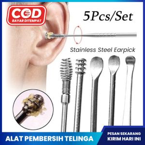 5in1 alat pembersih telinga set stenlis stell / korek telinga korek kuping set