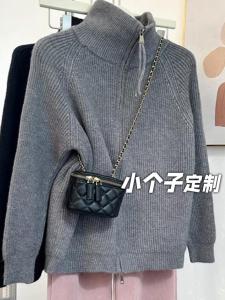 เสื้อสเวตเตอร์ถักคอปกสูงครึ่งตัวแบบมีซิปสำหรับผู้หญิง ทรงหลวม ฤดูใบไม้ร่วง/ฤดูหนาว เสื้อคลุมคาร์ดิแกนถักแบบหลวมๆ สีพื้น