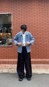 Áo khoác jean nam xanh đậm phong cách thời trang LADOS-2078 cá tính dễ phối đồ cao cấp