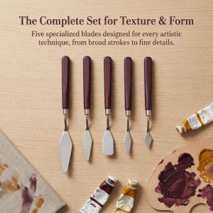 5Pcs Wooden Handle Palette Knives Stainless Steel Multicolor Painting Tools for Oil Acrylic Mixing Professional Art Supplies