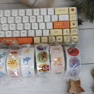 Cuộn 500 miếng dán Sticker khen thưởng hoạt hình ngộ nghĩnh nhãn dán hộp quà gói hàng sticker thank you khen thưởng cho bé dụng cụ văn phòng phẩm