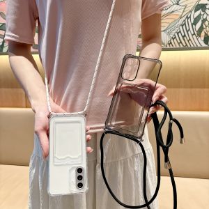 For Samsung Galaxy A73 A72 A53 A52 A52s A42 A33 A32 A23 A22 A13 A12 Phone Case Crossbody Lanyard Clear Slot Card Wallet Cover