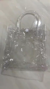 wholesale 50pcs Clear PVC Tote Bag with Button / Transparent Shopping Bag /Pvc Goodies Bag / PVC Gift Bag / PVC Bag Borong / PVC Bag Murah/ Suppliers Bag