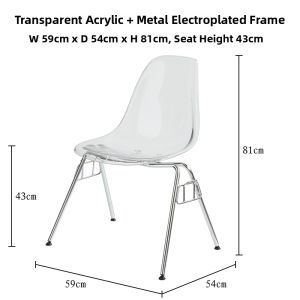 Modern Minimalist Plastic Metal Stackable Chair Mid-Century Backrest Home Restaurant Dining Chair Non-Rotatable Adult Seat