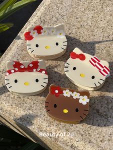 กิ๊บติดผมลายแมว KT สีดำ ทรงฉลาม ทรงหมวกปลาฉลาม ทรงใหม่ 2025 กิ๊บติดผมแบบมีสายรัดผมสำหรับผู้หญิง