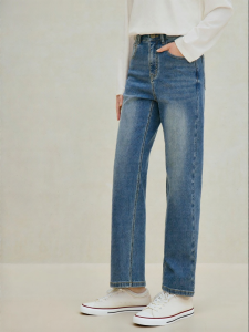 INMAN | Retro Casual Cropped Straight Leg Trousers Slim Fit High Waist Jeans