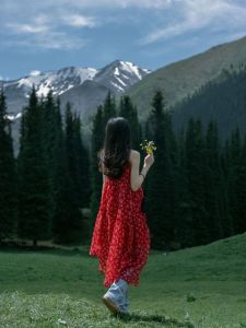 Red Floral Print Asymmetrical Strapless Dress Womens Retro High Waist Fish Tail Design Long Summer Dress Commute Style