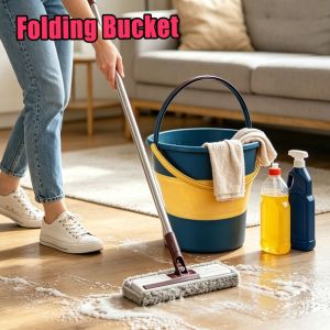Portable Foldable Bucket Plastic Collapsible Water Bucket For Home Cleaning Mop Fishing Camping Beach Car Wash Blue