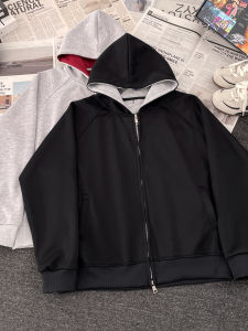 เสื้อแจ็คเก็ตฮู้ดคอกลมหลวมๆ สำหรับนักเรียน ฤดูใบไม้ร่วง 2025 สำหรับผู้ชายและผู้หญิง สไตล์อเมริกันย้อนยุค คอกลม แขนยาว ปกติ