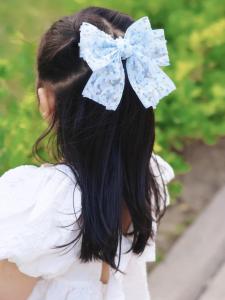 Princess Style Butterfly Knot Hair Clip Lace Ribbon Floral Baby Girl Green Tea Leaf Hair Accessories Childrens Fashion Accessories