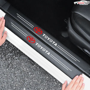 TOYOTA - Bộ 9 Miếng Dán Chống Trầy Xước Có Logo Hãng TOYOTA Bảo Vệ Bậc Cửa Và Cốp Xe Hơi Xe Ô Tô Chất Liệu Sợi Cacbon Bền Đẹp