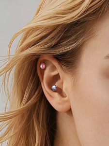 ZS 1 Pc 16G/18G Ear Piercing G23 Titanium Earring Opal Lip Piercing Lobe Earring Internal Thread Stud Earring