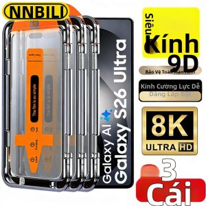 NNBILI 3 Miếng Dán Bảo Vệ Màn Hình Cho Samsung Galaxy S26/S25/S24/S23/S22/S21 Ultra Cài Đặt Một Cú Bấm Kính Cường Lực Chống Trầy Xước HD Clear